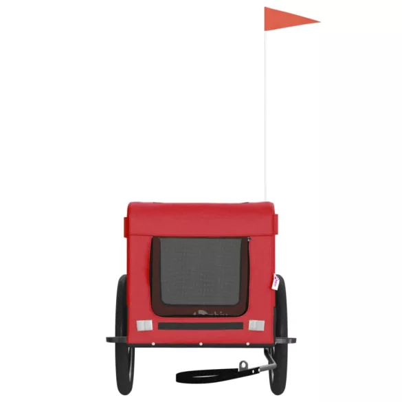 piros-fekete oxford szövet és vas kisállatszállító utánfutó