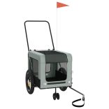 szürke-fekete oxford szövet és vas kisállatszállító utánfutó