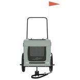 szürke-fekete oxford szövet és vas kisállatszállító utánfutó