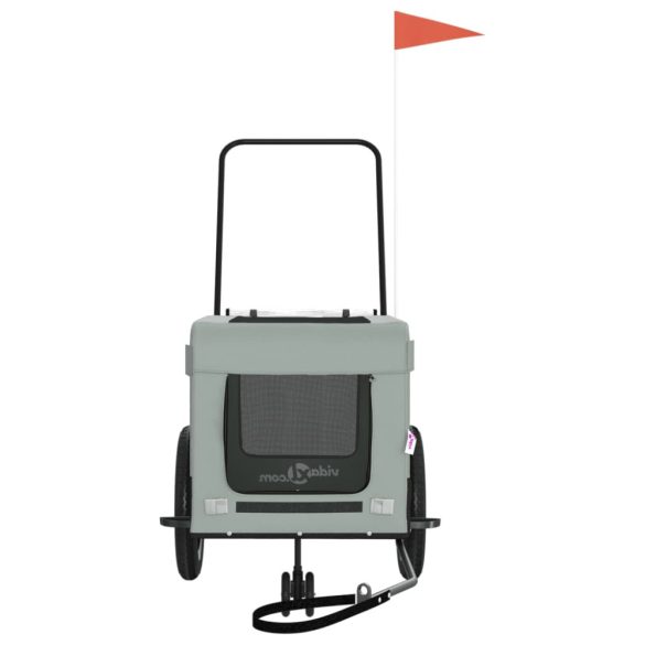 szürke-fekete oxford szövet és vas kisállatszállító utánfutó