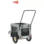 szürke-fekete oxford szövet és vas kisállatszállító utánfutó