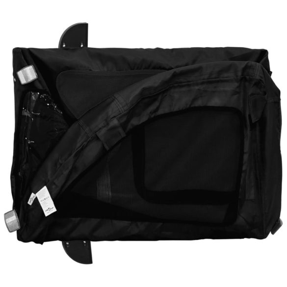 fekete oxford szövet és vas kisállatszállító kerékpár-utánfutó