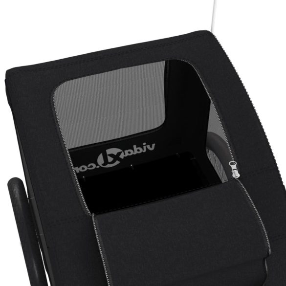 fekete oxford szövet és vas kisállatszállító kerékpár-utánfutó