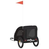 fekete oxford szövet és vas kisállatszállító kerékpár-utánfutó