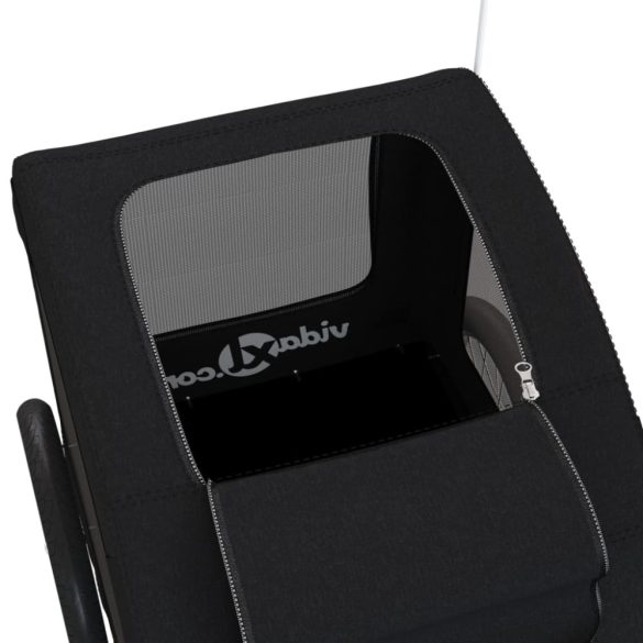 fekete oxford szövet és vas kisállatszállító kerékpár-utánfutó