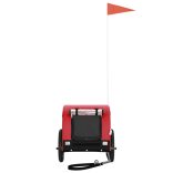 piros-fekete oxford szövet és vas kisállatszállító utánfutó