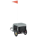 szürke-fekete oxford szövet és vas kisállatszállító utánfutó