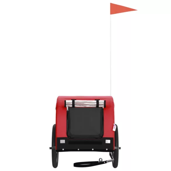 piros-fekete oxford szövet és vas kisállatszállító utánfutó