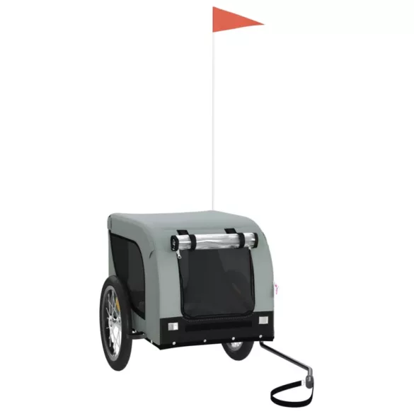 szürke-fekete oxford szövet és vas kisállatszállító utánfutó