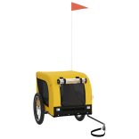 sárga-fekete oxford szövet és vas kisállatszállító utánfutó