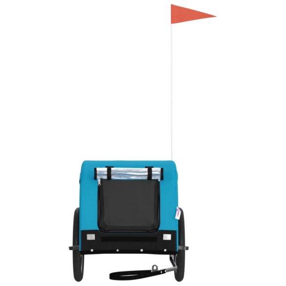 kék-fekete oxford szövet és vas kisállatszállító utánfutó