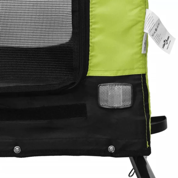 zöld-fekete oxford szövet és vas kisállatszállító utánfutó