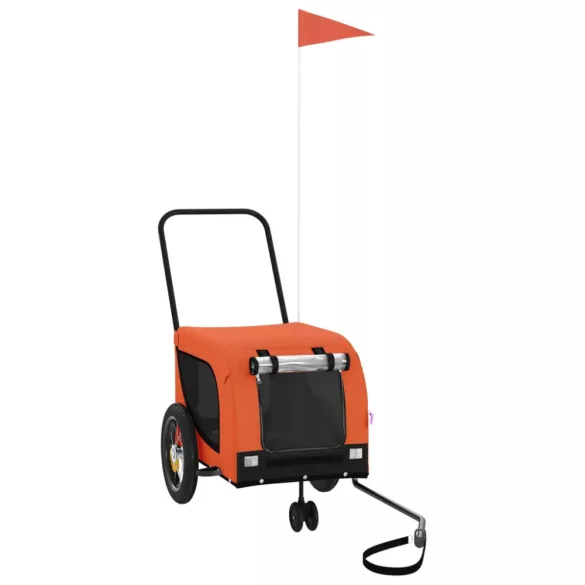 narancs-fekete oxford szövet és vas kisállatszállító utánfutó