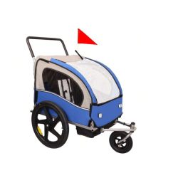 kék kerékpár utánfutó és jogger egyben