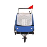 kék kerékpár utánfutó és jogger egyben