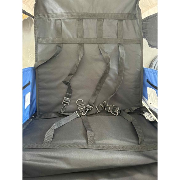 kék kerékpár utánfutó és jogger egyben