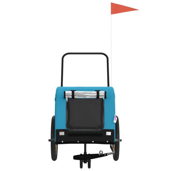 kék-fekete oxford szövet és vas kisállatszállító utánfutó