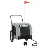 szürke-fekete oxford szövet és vas kisállatszállító utánfutó