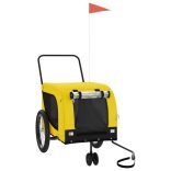 sárga-fekete oxford szövet és vas kisállatszállító utánfutó