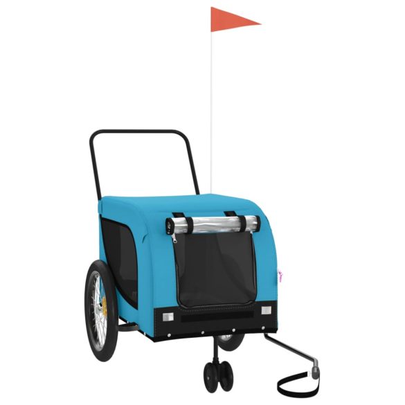 kék-fekete oxford szövet és vas kisállatszállító utánfutó