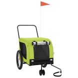 zöld-fekete oxford szövet és vas kisállatszállító utánfutó