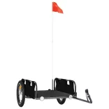 fekete oxford szövet és vas kerékpár-utánfutó