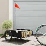 fekete oxford szövet és vas kerékpár-utánfutó