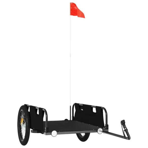 fekete oxford szövet és vas kerékpár-utánfutó