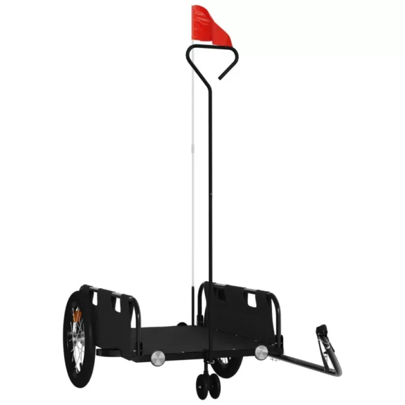 fekete oxford szövet és vas kerékpár-utánfutó