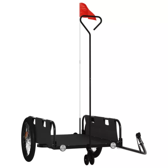 fekete oxford szövet és vas kerékpár-utánfutó