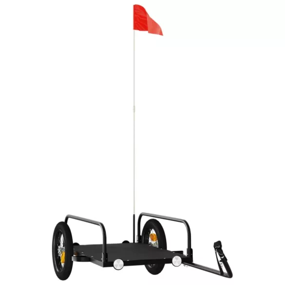 fekete vas kerékpár-utánfutó 122 x 53 x 31 cm