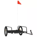 fekete vas kerékpár-utánfutó 135 x 70 x 37 cm