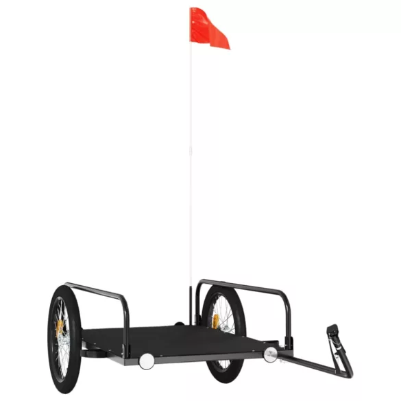 fekete vas kerékpár-utánfutó 135 x 70 x 37 cm