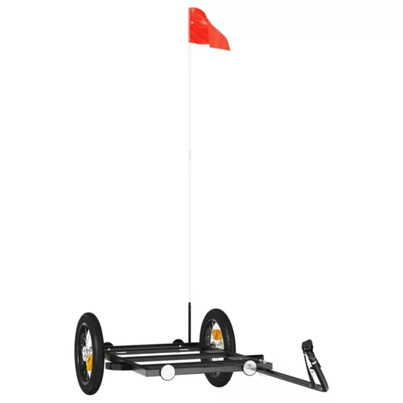 fekete vas kerékpár-utánfutó 122 x 53 x 28 cm