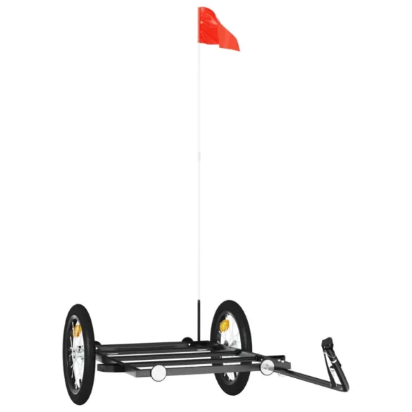 fekete vas kerékpár-utánfutó 126 x 63 x 34 cm