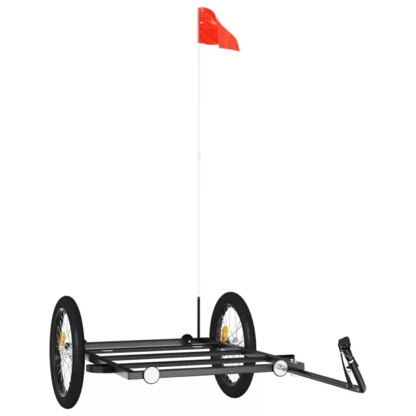 fekete vas kerékpár-utánfutó 135 x 68 x 37 cm