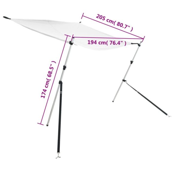 fehér T-alakú árnyékolóhosszabbító 170 x 208 x (115-183) cm